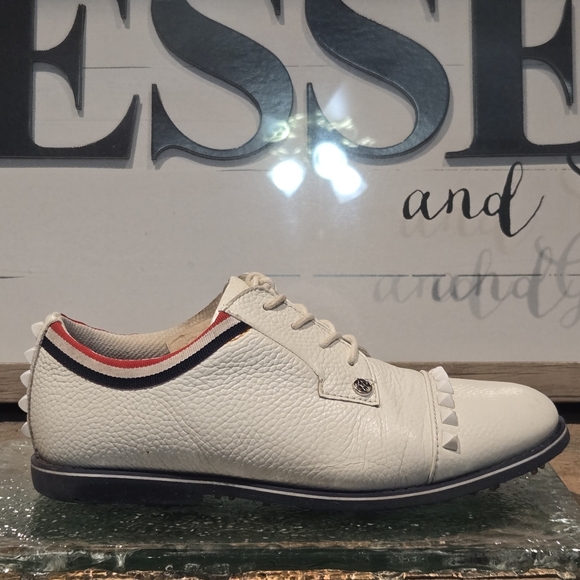 G/FORE Shoes - G/FORE Grosgrain Stud Cap Toe Gallivanter Spikeless Golf Shoes Wmn 8